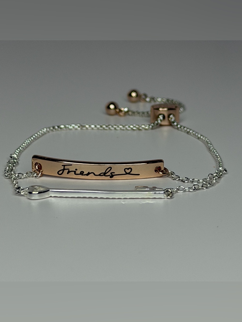 Friends Bar Two-Tone Adjustable Bracelet - Rose Gold & Silver
